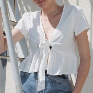 Brandy Melville white Cora tie top